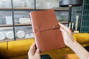 Leather A4 With Elastic Center Holder Menu With <b>Folder</b> <b>Binder</b> Custom Cover LMC-0039 - Product Image 2