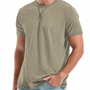 เสื้อยืดผู้ชายไซส์ใหญ่คุณภาพสูง สีสันสดใส ลวดลายย้อมสีแบบ Acid Wash หนานุ่ม ทรง Ringer  แบบทำสีซีดจางด้วยแสงแดด - Product Image 4