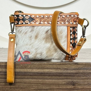 2025 New Arrival <b>Hand</b> Tooled Checkered Leather Women's Shoulder <b>Mini</b> Bags Fashion Trendy Genuine Cowhide Leather Crossbody Bag - Product Image 1
