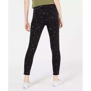 Jeans Skinny Neri Casual da Ragazzo Tinseltown Taglia XL con Ricami Floreali e Strappi Decorativi, Lavabili, Stile Dritto in Denim - Product Image 2