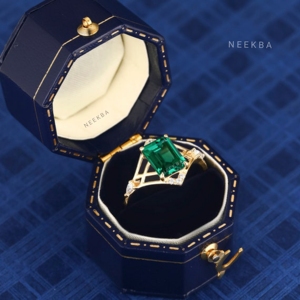 6*8mm forma Esmeralda laboratorio cultivado Esmeralda 10K anillo de oro amarillo sólido forma Esmeralda anillo nupcial con tono de Metal/opción de cambio de pureza - Product Image 5