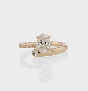 Bague de fiançailles en diamant de laboratoire taille ovale 8x6 mm, unique, style Art Déco, avec anneau croisé, pour femme, bijoux de mariée - Product Image 1