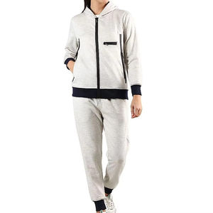 White <b>Black</b> <b>Women's</b> Winter Casual Hooded Solid Printed Zipper Tracksuit Set with Long Sleeves & Jogger <b>Pants</b> - Product Image 1