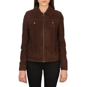 Veste en cuir suédé pour femme, Collection d'hiver, échauffement du personnel en cuir pur, veste en cuir suédé véritable de haute qualité pour le meilleur Offre Spéciale