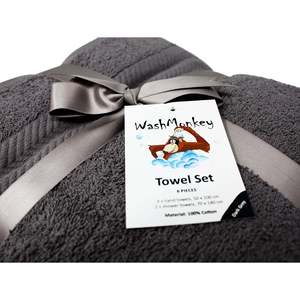 Luxury 6-Piece Cotton <b>Towel</b> <b>Set</b> Quick-Dry and Plush with Jacquard and Embroidery Techniques for Home Use Everyday Style - Product Image 5