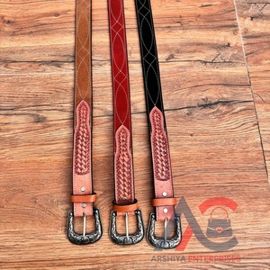 Cinturón de Cuero de Gamuza Auténtico Hecho a Mano con Puntada de Bota, Tejidos de Cesta Occidental, Cuero de Vaca Hecho a Mano, Cinturones de Vaquero y Vaquera - Product Image 1