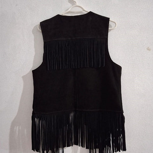 Por encargo de diseño único sin mangas de hueso con cuentas de estilo vaquera chalecos de cuero - Product Image 2