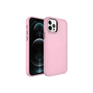 Funda Protectora Rígida de Lujo con Marco Metálico Rosa Claro para iPhone 14 Pro Max, Serie SAFA Botox - Product Image 1