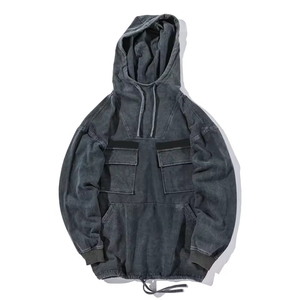 Sweats à capuche oversize personnalisés High Street pour hommes, lavage à l'acide, broderie, impression sérigraphique, polaire, faible MOQ pour sweats à capuche d'hiver pour hommes - Product Image 5