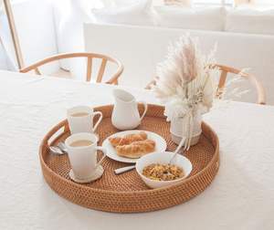 ถาดหวายทอมือเป็นมิตรกับสิ่งแวดล้อมถาดเสิร์ฟสุดสร้างสรรค์ของเวียดนามด้ามจับสำหรับผักผลไม้ - Product Image 1