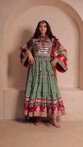 Vente de gros Nouvel arrivage de robe afghane ancienne brodée lourde Nouvelle arrivage de robe de mariée de style afghan pour mariage - Product Image 3