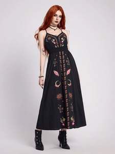 Vestido túnica mexicano bordado para mujer, tela de poliéster 100%, suave y transpirable, precio al por mayor, vestidos de estilo nacional para mujer - Product Image 4