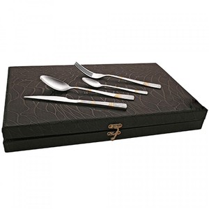 ชุดช้อนส้อมสแตนเลสสตีลสีเงิน RABEH หรูหราทันสมัย พร้อมด้ามไม้ขัดเงา สำหรับงานแต่งงาน ของตกแต่ง และของขวัญ - Product Image 5