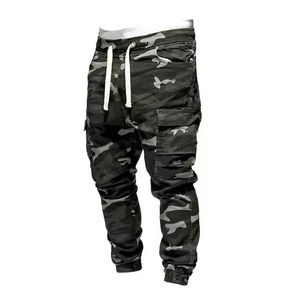 Men's Straight Pattern <b>Canvas</b> Cargo Joggers High Waist Drawstring Closure Lightweight Multiple Pockets Casual Sweatpants Winter - Product Image 1