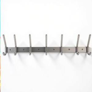 Natural Color Aluminum F1 <b>Wall</b>-mounted Coat Rack with 9 Hat/9 Coat Hooks 1300 mm Length 150 mm Hook Spacing - Product Image 2