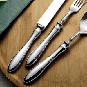 Dày thép không gỉ bầu hình dạng xử lý Bộ đồ ăn 5 cái thìa dĩa dao sang trọng thiết lập dao kéo - Product Image 5