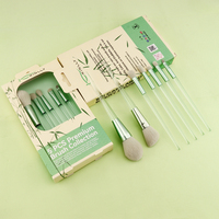 Ensemble de pinceaux de maquillage vert transparent, 7 pièces, poils synthétiques doux, poudre, fard à joues, fard à paupières, Kit de pinceaux cosmétiques avec boîte-cadeau