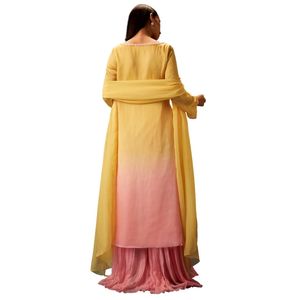 Vestito giallo Palazzo Organza Kurta con pantaloni con fondo a campana Dupatta all'ingrosso donna abbigliamento etnico abbigliamento OEM fabbrica alla rinfusa - Product Image 6