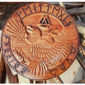 โล่ไวกิ้งโล่ทำด้วยมือทำจากไม้ยุคกลางโล่คอสเพลย์โดยหัตถกรรม Calvin - Product Image 3