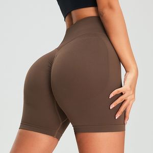 Pantalones cortos deportivos de Yoga para gimnasio sin costuras para mujer, Bermudas de cintura alta para levantar glúteos, para Fitness, estilo informal, colección de verano - Product Image 3