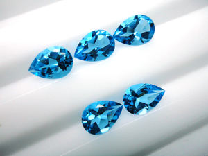 Piedra preciosa de Topacio Azul suizo genuino, forma de pera suelta, Topacio Azul suizo, piedra cortada facetada para hacer joyas - Product Image 4