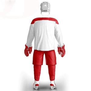 Maillot de hockey sur glace blanc vierge de haute qualité, personnalisé OEM, en sergé, broderie - Product Image 3