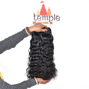 Non transformé 100% pas cher brut indien naturel Double trame cuticule alignée bouclés machine double trame vague profonde Extension de cheveux humains - Product Image 3