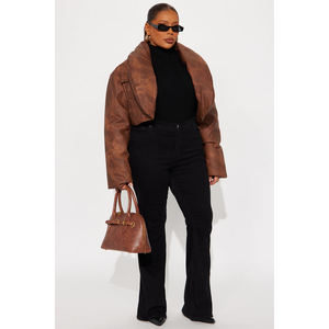 Veste en daim matelassée pour femme, taille haute, tendance 2026, coupe courte, découpes, haut court, manteau matelassé, manteau en duvet pour femme - Product Image 5