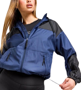 Vêtements pour femmes personnalisés veste coupe-vent à capuche Anorak légère veste coupe-vent respirante en nylon à capuche avec bloc de couleurs - Product Image 6