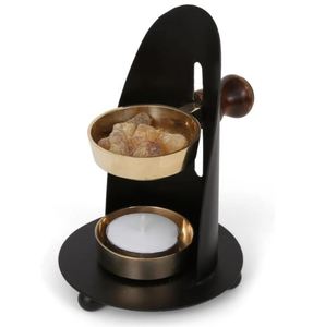 Quemador de incienso ajustable de latón de tendencia con soporte de hierro y mango de madera Quemador de carbón Quemador de incienso ajustable en altura - Product Image 1