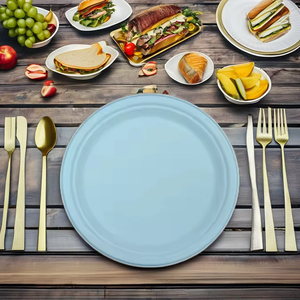 Assiettes rondes en bagasse robustes et écologiques pour un usage quotidien, pour la restauration, les événements en plein air, les grandes repas, les fêtes - SHYAMA ENTERPRISES - Product Image 1