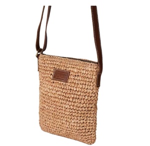 กระเป๋าสะพายไหล่ผู้หญิงทำจากฟางสีธรรมชาติพร้อมที่จับหนังปรับได้ผลิตภัณฑ์ขายส่ง - Product Image 1