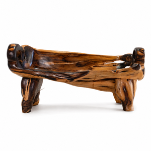 Solid Wood Carved <b>Bench</b> Rustic Natural Grain Seat Modern Dining Room Furniture Solid Back - Product Image 5