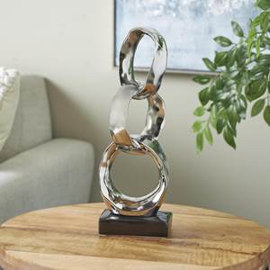 Anillos de metal de aluminio La escultura abstracta con base negra es una pieza decorativa probablemente diseñada para la escultura pulida moderna del hogar - Product Image 6