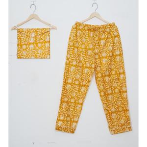 Wholesale 100% Cotton Organic Night Suit Pyjamas Dress Indian Floral Print Pajamas Long Sleepwear Tops Night Wear Set - Product Image 5