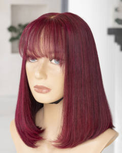 วิกผมมนุษย์ทรงตรงบ๊อบตัดตรงมีโครงเบอร์กันดี100% ต่อผมเวียดนาม - Product Image 2