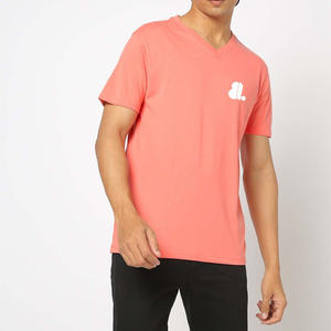T-shirt pour homme à col en V, couleur unie, manches courtes, vente en gros, t-shirts pour homme à col en V, manches courtes, 100% coton, vierge - Product Image 1