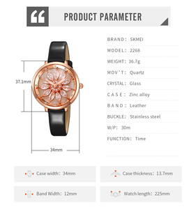 Reloj de Cuarzo SKMEI 2268 para Mujer, Elegante, con Caja de Aleación de Zinc en Oro Rosa y Esfera Giratoria con Piedras - Product Image 6