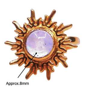 Bague soleil pierre de lune arc-en-ciel blanche plaquée or argent sterling 925 - Product Image 2