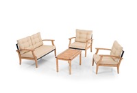 Fabriqué en Turquie, salon de jardin moderne 4 pièces, chaise et canapé en bois et métal, démontable, pour balcon et jardin, idéal pour les hôtels