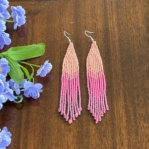Boho ต่างหูลูกปัดด้วยการออกแบบสีฟ้าครามแอนดี้ cascading Fringe, เครื่องประดับของขวัญที่ไม่ซ้ำกัน - Product Image 1