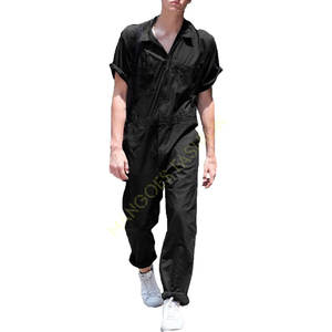 Mono de manga larga con cremallera frontal para hombre, mono de color sólido con múltiples bolsillos, ideal para la comodidad y la protección durante todo el día - Product Image 1