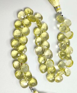 Quartz citron naturel à facettes en forme de coeur perles 8.5-10mm 8.5 "brin haut de gamme 120 carats pierres précieuses en vrac pour la fabrication de bijoux à bricoler soi-même - Product Image 2