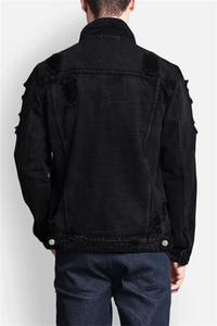 Nouvelle mode hommes trous cassés Denim veste rue décontracté mâle jeunesse simple boutonnage épissage poche à manches longues Slim Fit manteau - Product Image 5