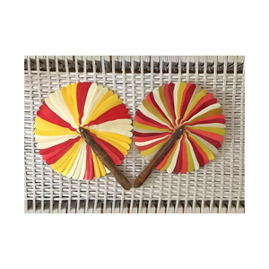 Raphia naturel artisanat traditionnel chinois couleur naturelle bambou raphia éventail été main feuille de palmier paille canne rotin tissé ventilateurs - Product Image 1