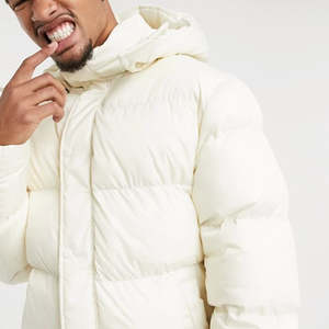 Good Quality Windproof Warm Outdoor Canvas Puffer Jacket Lightweight Waterproof <b>Raincoat</b> with Front Logo - Product Image 4