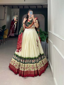 Designer <span class=keywords><strong>e</strong></span> stampa Plato con stampa lamina con Tussar seta Dupatta Lehenga choli - Product Image 5