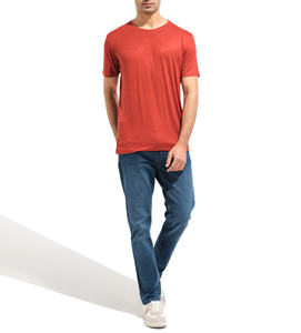 Pull à manches courtes en coton 100% pour hommes, col en O, couleur unie, style décontracté simple et ample avec logo sur le devant, Offre Spéciale - Product Image 1