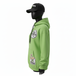 Sudadera con Capucha para Mujer, Algodón Premium, Felpa de Poliéster, Color Verde Sólido, Logotipo de Parche Bordado Personalizado, Sudaderas Básicas para Mujer - Product Image 3