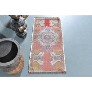 Vintage Turkish Oriental <b>Wool</b> Rug <b>Red</b> Beige Patchwork Design 150 X 310ft Flat Weave Latex Backing for Living Room Decorations - Product Image 1